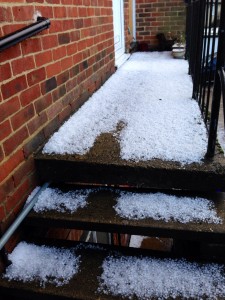 Hailstones on stairs